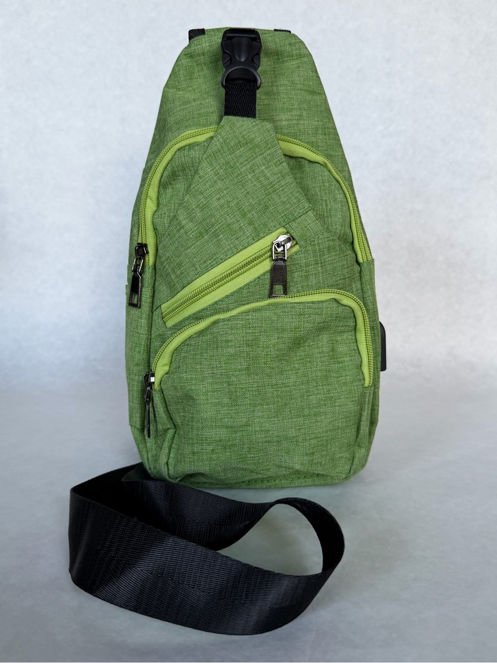 NuPouch Anti-Theft Sling Backpack Crossbody USB Green Travel Bag